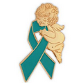 Teal Ribbon Angel Pin